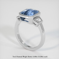 4.06 Ct. Blue Sapphire Ring, 14K White Gold 2