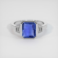 3.44 Ct. Blue Sapphire Ring, 14K White Gold 1