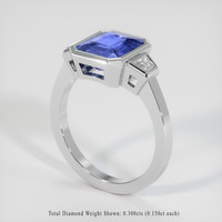 3.44 Ct. Blue Sapphire Ring, 14K White Gold 2