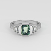 0.93 Ct. Green Sapphire Ring, 14K White Gold 1