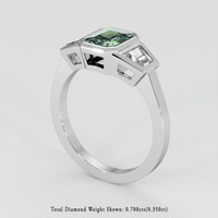 0.93 Ct. Green Sapphire Ring, 14K White Gold 2