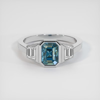 1.50 Ct. Greenish Blue Sapphire Ring, 14K White Gold 1