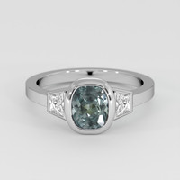 1.33 Ct. Greyish Blue Sapphire Ring, 14K White Gold 1