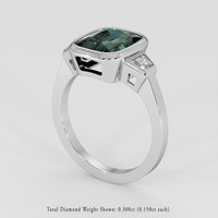 3.40 Ct. Green Sapphire Ring, 14K White Gold 2