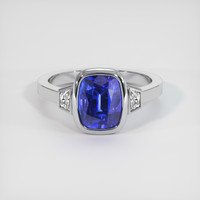 3.54 Ct. Blue Sapphire Ring, 18K White Gold 1