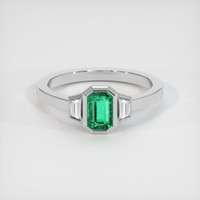 0.89 Ct. Emerald Ring, 18K White Gold 1