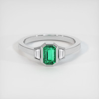 0.89 Ct. Emerald Ring, 18K White Gold 1