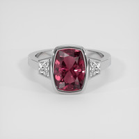 2.77 Ct. Purplish Red Garnet Ring, 18K White Gold 1