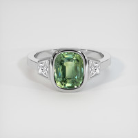 3.02 Ct. Green Sapphire Ring, 18K White Gold 1