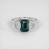 2.52 Ct. Greenish Blue Sapphire Ring, 18K White Gold 1