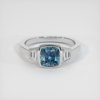 1.59 Ct. Greenish Blue Sapphire Ring, 18K White Gold 1