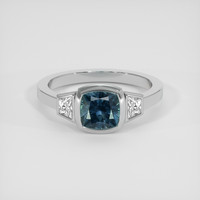 1.49 Ct. Greenish Blue Sapphire Ring, 18K White Gold 1