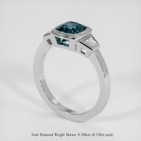 1.49 Ct. Greenish Blue Sapphire Ring, 18K White Gold 2