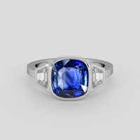 5.01 Ct. Blue Sapphire Ring, 18K White Gold 1
