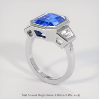 6.67 Ct. Blue Sapphire Ring, 18K White Gold 2