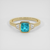 1.10 Ct. Greenish Blue Paraiba Tourmaline Ring, 14K Yellow Gold 1