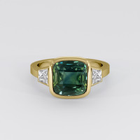 4.51 Ct. Bluish Green Sapphire Ring, 14K Yellow Gold 1