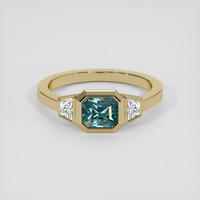 1.48 Ct. Greenish Blue Sapphire Ring, 14K Yellow Gold 1