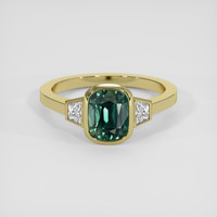 3.10 Ct. Bluish Green Sapphire Ring, 14K Yellow Gold 1