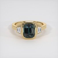3.19 Ct. Greenish Blue Sapphire Ring, 14K Yellow Gold 1