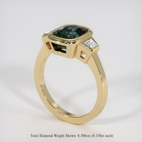 3.19 Ct. Greenish Blue Sapphire Ring, 14K Yellow Gold 2