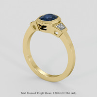 1.07 Ct. Blue Sapphire Ring, 18K Yellow Gold 2