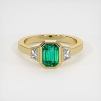 1.12 Ct. Emerald Ring, 18K Yellow Gold 1