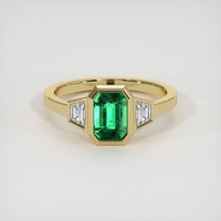 1.08 Ct. Emerald Ring, 18K Yellow Gold 1