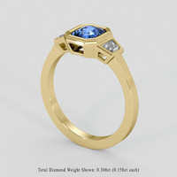 1.29 Ct. Blue Sapphire Ring, 18K Yellow Gold 2