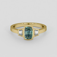 1.17 Ct. Bluish Green Sapphire Ring, 18K Yellow Gold 1
