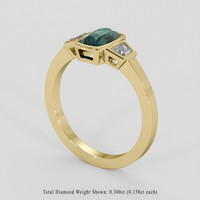 1.17 Ct. Bluish Green Sapphire Ring, 18K Yellow Gold 2