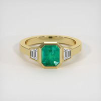 0.99 Ct. Emerald Ring, 18K Yellow Gold 1