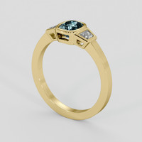 0.99 Ct. Greyish Blue Sapphire Ring, 18K Yellow Gold 2