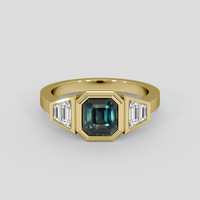 1.78 Ct. Bluish Green Sapphire Ring, 18K Yellow Gold 1