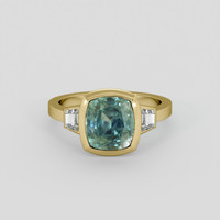 4.50 Ct. Bluish Green Sapphire Ring, 18K Yellow Gold 1