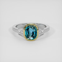 2.30 Ct. Greenish Blue Zircon Ring, 14K Yellow & White 1