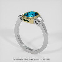 2.30 Ct. Greenish Blue Zircon Ring, 14K Yellow & White 2
