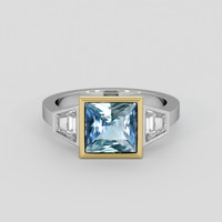 2.28 Ct. Greenish Blue Sapphire Ring, 14K Yellow & White 1