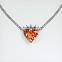 1.01 Ct. Orange Sapphire Necklace, Platinum 950 1