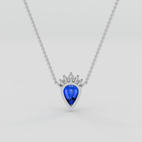 3.04 Ct. Blue Sapphire Necklace, 14K White Gold 4