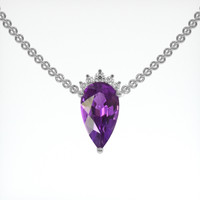 2.04 Ct. Purple Sapphire Necklace, 14K White Gold 1