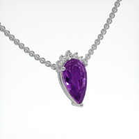 2.04 Ct. Purple Sapphire Necklace, 14K White Gold 2