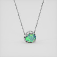 3.98 Ct. Multi Color Opal Necklace, 14K White Gold 2