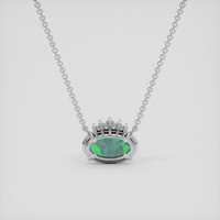 3.98 Ct. Multi Color Opal Necklace, 14K White Gold 4