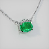 0.92 Ct. Emerald  Necklace - 18K White Gold