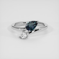 0.66 Ct. Bluish Green to Purplish Pink Alexandrite Ring, 14K White Gold 1