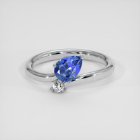 0.84 Ct. Blue Sapphire Ring, 14K White Gold 1