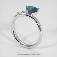 1.20 Ct. Greyish Blue Sapphire Ring, 14K White Gold 2