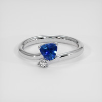 0.47 Ct. Blue Sapphire Ring, 14K White Gold 1