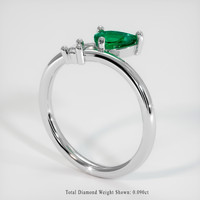 0.41 Ct. Emerald Ring, 18K White Gold 2